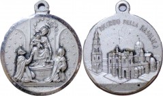 Medaglia votiva del Santuario della Madonna di Pompei con raffigurazione della Basilica sul rovescio - AE argentato - con appiccagnolo - Ø mm 25

n....