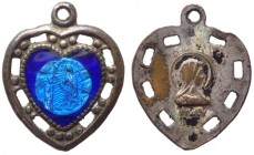 Medaglia votiva a forma di cuore con la rappresentazione dell'apparizione della Madonna di Lourdes a Bernadette - con appiccagnolo - Ø mm 13

n.a.
...