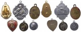 Lotto composto da 6 medagliette votive - 3 con varie raffigurazione della Vergine Maria - 1 con S. Giuseppe - 1 con S. Francesco - 1 a ricordo della p...