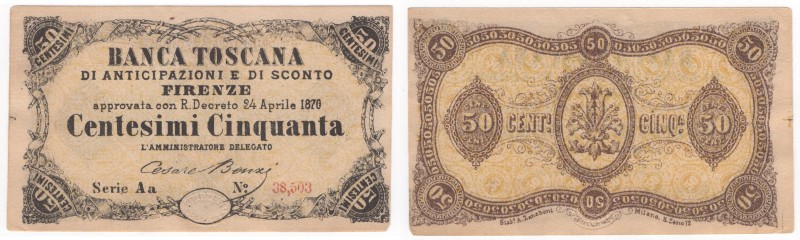 Regno d'Italia - Vittorio Emanuele II (1861 - 1878) - Biglietto di Stato - 50 ce...
