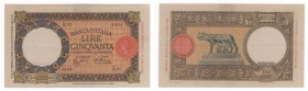Regno d'Italia - Vittorio Emanuele III (1900-1943) - 50 lire tipo "Lupa Capitolina" - Decreto 12-02-1936 - N° serie L753504 - Firme: Azzolini-Cima - C...