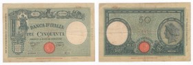 Regno d'Italia - Vittorio Emanuele III (1900-1943) - 50 lire modificato senza matrice laterale - tipo "Barbetti - L grande " - contrassegni: Testina -...