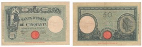 Regno d'Italia - Vittorio Emanuele III (1900-1943) - 50 lire tipo "Barbetti" modificato senza matrice (fascio) - Decreto 31-03-1943 - N° serie C402539...