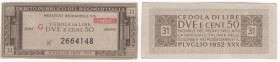 Regno d'Italia - Vittorio Emanuele III (1900-1943) - Cedola da 2,5 lire - Debito Pubblico del Regno d'Italia - 1937 - Decreto 05-10-1936 - N° serie: 2...