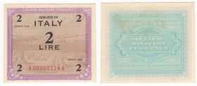 Occupazione degli Alleati in Italia (10 luglio 1943 - 2 maggio 1945) - Biglietti d'occupazione - 2 AM lire - emissione del 1943 - N°serie A 00000114 A...