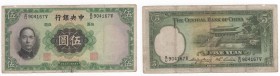 Cina - Repubblica cinese (1912-1949) 5 Yuan - Central Bank of China - 1936 - N° serie B/U 904167 V - Firme: D.L. Lichia, Tian Yimin - Stampato presso ...