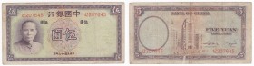 Cina - Repubblica cinese (1912-1949) - 5 Yuan - Central Bank of China - 1937 - N° serie AZ 207645- Firme: Song Hanzhang, Tsuyee Pei - Stampato presso ...