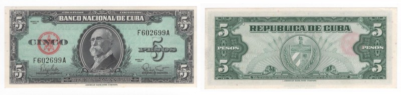 Cuba - Repubblica cubana (dal 1959) 5 pesos tipo "Gomez" - emissione del 1960 - ...