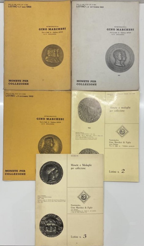 Cataloghi - Set 5 cataloghi di aste numismatiche di Gino Marchesi svolte nal mar...