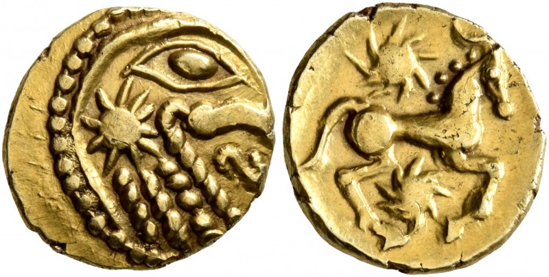 NORTHEAST GAUL. Bellovaci. Circa 60-30/25 BC. Quarter Stater (Gold, 12 mm, 1.48 ...