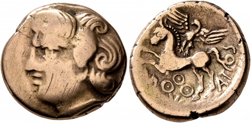 CENTRAL GAUL. Bituriges Cubi. Circa 80-50 BC. Stater (Electrum, 19 mm, 6.69 g, 9...