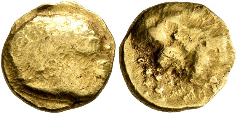 NORTHEAST GAUL. Mediomatrici (?). 2nd century BC. 1/4 Stater (Gold, 11 mm, 2.07 ...