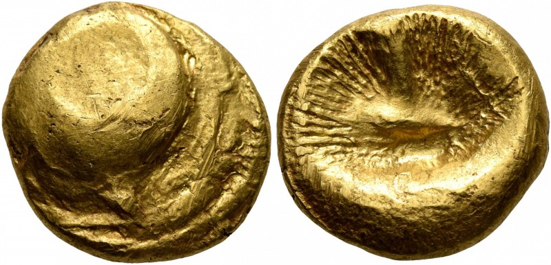 CENTRAL EUROPE. Boii. 1st century BC. Stater (Gold, 15 mm, 6.66 g). Large bulge ...