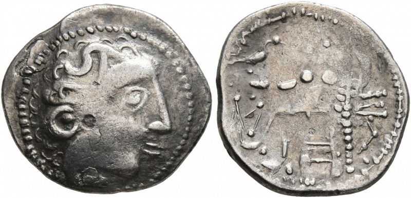 LOWER DANUBE. Uncertain tribe. Circa 2nd century BC. Drachm (Silver, 17 mm, 2.36...