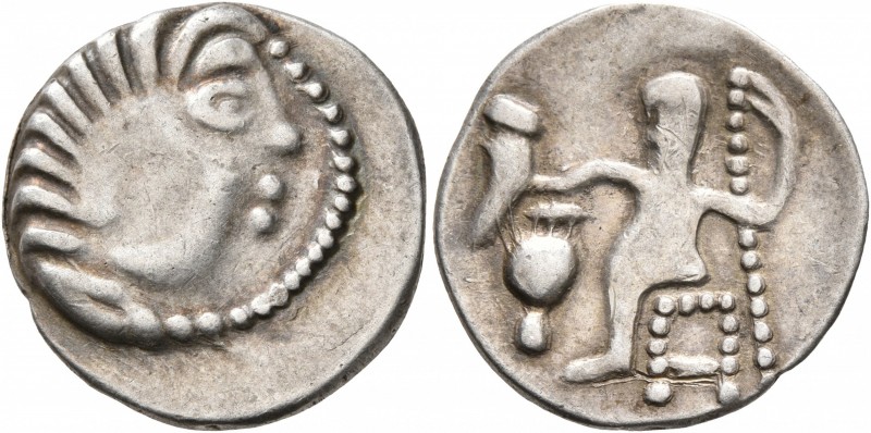 LOWER DANUBE. Uncertain tribe. Circa 2nd-1st centuries BC. Drachm (Silver, 19 mm...