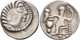 LOWER DANUBE. Uncertain tribe. Circa 2nd-1st centuries BC. Drachm (Silver, 19 mm, 3.16 g, 11 h), imitating Alexander III of Macedon. Celticized head o...