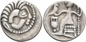 LOWER DANUBE. Uncertain tribe. Circa 2nd-1st centuries BC. Drachm (Silver, 19 mm, 2.83 g, 11 h), imitating Alexander III of Macedon. Celticized head o...