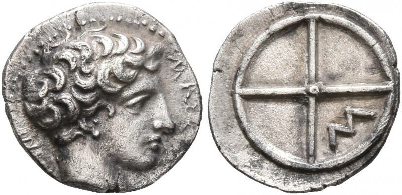 GAUL. Massalia. Circa 410-380 BC. Obol (Silver, 10 mm, 0.74 g). MAΣΣAΛIΩT-AN Hor...