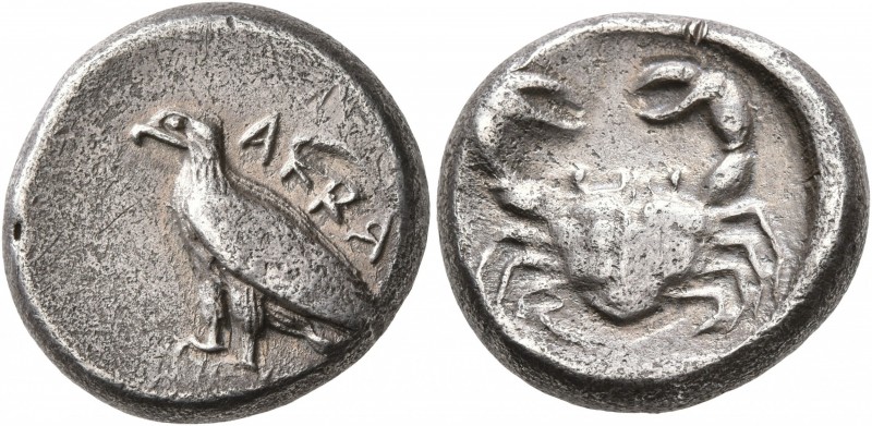 SICILY. Akragas. Circa 495-480/78 BC. Didrachm (Silver, 19 mm, 9.00 g, 2 h). AKP...