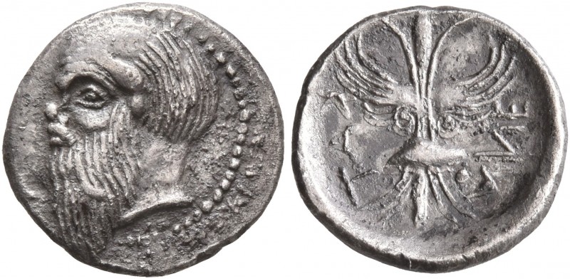 SICILY. Katane. Circa 461-450 BC. Litra (Silver, 11 mm, 0.71 g, 7 h). Balding he...