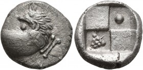 THRACE. Chersonesos. Circa 386-338 BC. Hemidrachm (Silver, 13 mm, 2.41 g), a contemporary imitation. Forepart of a lion to right, head turned back to ...
