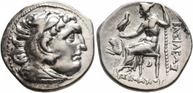 KINGS OF THRACE. Lysimachos, 305-281 BC. Drachm (Silver, 18 mm, 4.10 g, 1 h), in the types of Alexander III, Kolophon, circa 299/8-297/6 BC. Head of H...
