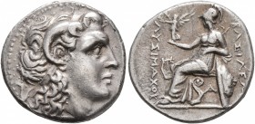 KINGS OF THRACE. Lysimachos, 305-281 BC. Drachm (Silver, 17 mm, 4.22 g, 6 h), Ephesos, circa 294-287. Diademed head of Alexander the Great to right wi...