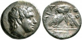 KINGS OF THRACE. Agathokles, son of Lysimachos, circa 290s-283/2 BC. AE (Bronze, 13 mm, 2.26 g, 11 h), Adramyteion. Laureate head of Apollo to right. ...
