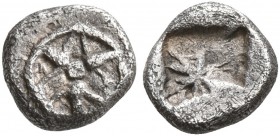 THRACO-MACEDONIAN REGION. Uncertain. Late 6th century BC. 1/32 Stater (Silver, 5 mm, 0.27 g). Stellar pattern within linear circle. Rev. Rough incuse ...