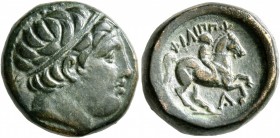 KINGS OF MACEDON. Philip II, 359-336 BC. AE (Bronze, 17 mm, 7.00 g, 12 h), uncertain mint in Macedon. Diademed head of Apollo to right. Rev. ΦΙΛΙΠΠΟΥ ...