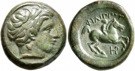 KINGS OF MACEDON. Philip II, 359-336 BC. AE (Bronze, 18 mm, 5.68 g, 12 h), uncertain mint in Macedon. Diademed head of Apollo to right. Rev. ΦΙΛΙΠΠΟΥ ...