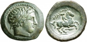 KINGS OF MACEDON. Philip II, 359-336 BC. AE (Bronze, 20 mm, 6.41 g, 7 h), uncertain mint in Macedon. Diademed head of Apollo to right. Rev. ΦΙΛΙΠΠΟΥ Y...