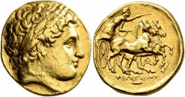 KINGS OF MACEDON. Philip II, 359-336 BC. Stater (Gold, 19 mm, 8.58 g, 6 h), Abydos, struck under Leonnatos, Arrhidaios, or Antigonos I Monophthalmos, ...