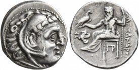 KINGS OF MACEDON. Alexander III ‘the Great’, 336-323 BC. Drachm (Silver, 17 mm, 4.21 g, 8 h), Lampsakos, struck under Antigonos I Monophthalmos, circa...