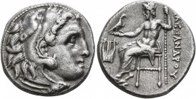 KINGS OF MACEDON. Alexander III ‘the Great’, 336-323 BC. Drachm (Silver, 16 mm, 4.00 g, 11 h), Kolophon, struck under Menander or Kleitos, circa 322-3...