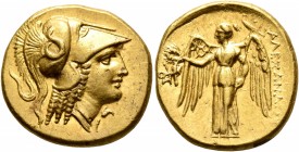 KINGS OF MACEDON. Alexander III ‘the Great’, 336-323 BC. Stater (Gold, 19 mm, 8.59 g, 3 h), uncertain mint in western Asia Minor. Head of Athena to ri...