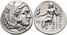 KINGS OF MACEDON. Alexander III ‘the Great’, 336-323 BC. Drachm (Silver, 19 mm, 4.27 g, 1 h), Miletos, circa 295-275. Head of Herakles to right, weari...