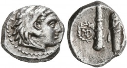 KINGS OF MACEDON. Alexander III ‘the Great’, 336-323 BC. Hemiobol (Silver, 8 mm, 0.56 g, 3 h), 'Babylon', circa 317-311. Head of Herakles to right, we...