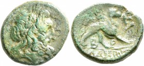 EPEIROS. Ambrakia. 2nd-1st centuries BC. AE (Bronze, 21 mm, 10.53 g, 7 h), Lamios, magistrate. Laureate head of Zeus to right. Rev. A-M/B-P // ΛAMIOΣ ...