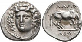 THESSALY. Larissa. Circa 356-342 BC. Drachm (Silver, 20 mm, 6.09 g, 11 h). Head of the nymph Larissa facing slightly to left, wearing ampyx, pendant e...