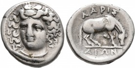 THESSALY. Larissa. Circa 356-342 BC. Hemidrachm (Silver, 16 mm, 2.89 g, 4 h). Head of the nymph Larissa facing slightly to left, wearing ampyx, pendan...