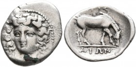 THESSALY. Larissa. Circa 356-342 BC. Obol (Silver, 13 mm, 0.89 g, 8 h). Head of the nymph Larissa facing slightly to left, wearing ampyx, pendant earr...