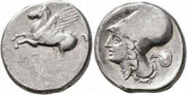 AKARNANIA. Argos Amphilochikon. Circa 330-280 BC. Stater (Silver, 21 mm, 8.57 g, 8 h). A Pegasos flying left. Rev. Head of Athena to left, wearing Cor...