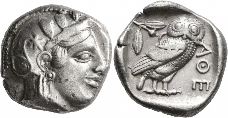 ATTICA. Athens. Circa 455-449 BC. Tetradrachm (Silver, 25 mm, 17.13 g, 5 h). Hea...