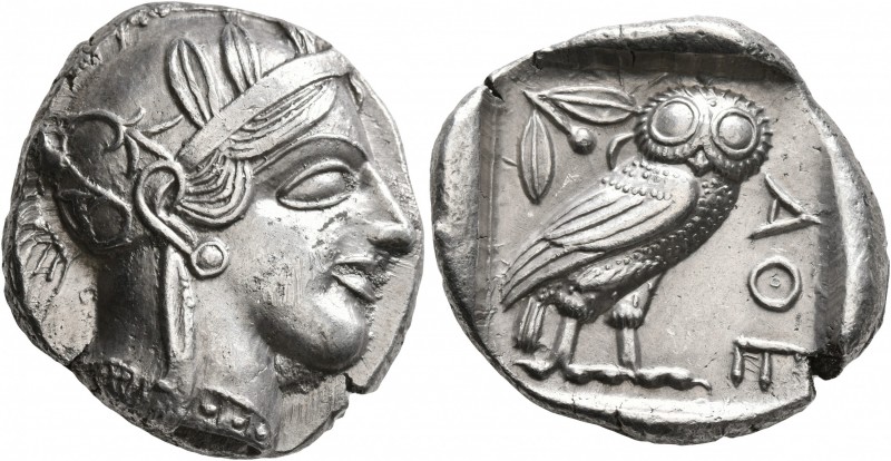 ATTICA. Athens. Circa 430s BC. Tetradrachm (Silver, 26 mm, 17.19 g, 3 h). Head o...