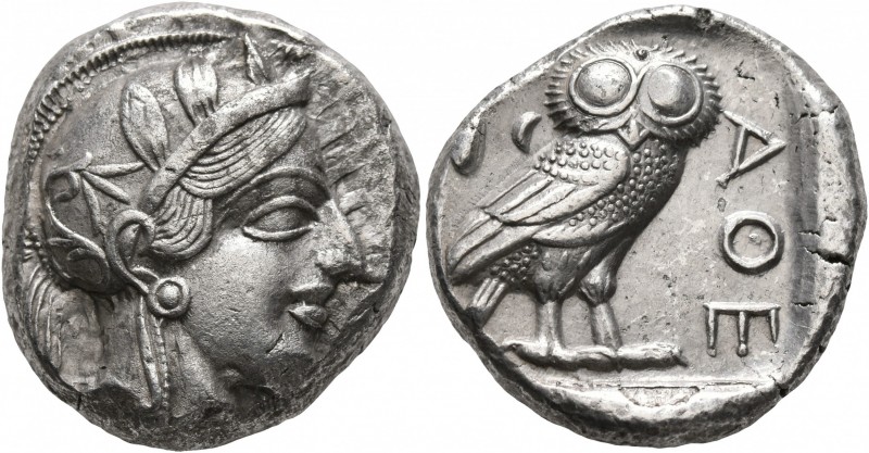 ATTICA. Athens. Circa 430s BC. Tetradrachm (Silver, 23 mm, 17.14 g, 4 h). Head o...