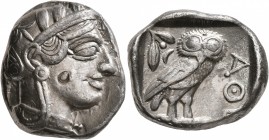 ATTICA. Athens. Circa 430s-420s BC. Tetradrachm (Silver, 24 mm, 17.08 g, 10 h). Head of Athena to right, wearing crested Attic helmet decorated with t...