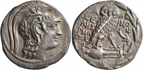 ATTICA. Athens. Circa 165-42 BC. Tetradrachm (Silver, 29 mm, 16.21 g, 12 h), Xenokles and Armoxenos, magistrates, 91/0. Head of Athena Parthenos to ri...