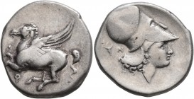 CORINTHIA. Corinth. Circa 375-300 BC. Stater (Silver, 22 mm, 8.53 g, 9 h). Ϙ Pegasos flying left. Rev. Head of Athena to right, wearing Corinthian hel...