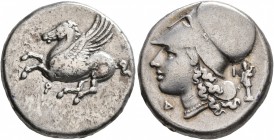 CORINTHIA. Corinth. Circa 375-300 BC. Stater (Silver, 20 mm, 8.47 g, 12 h). Ϙ Pegasos flying left. Rev. Head of Athena to left, wearing Corinthian hel...